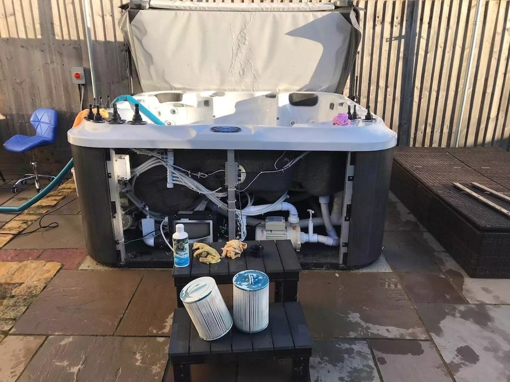 hot tub being serviced