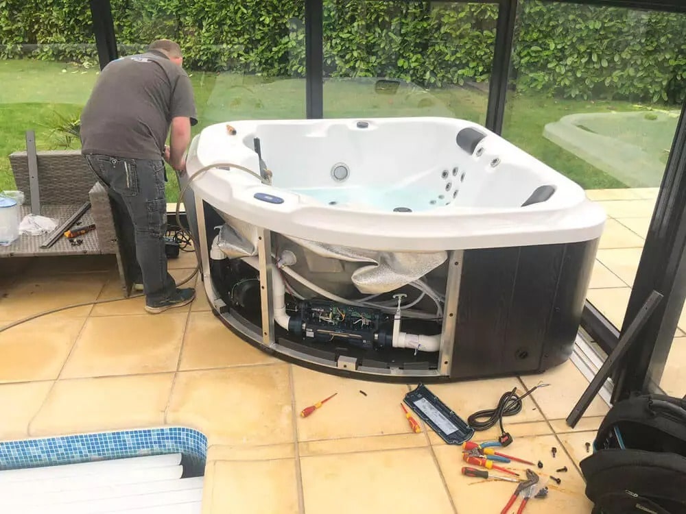 servicing a hot tub